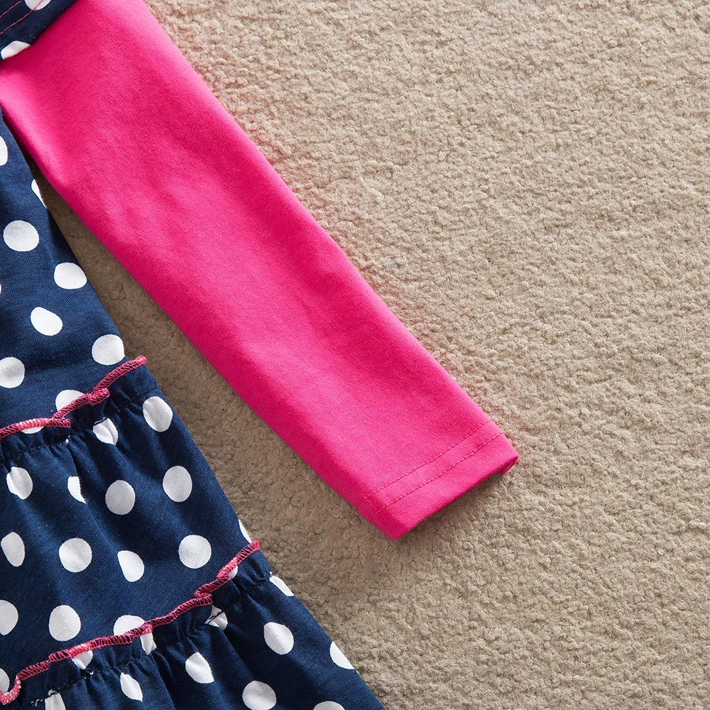 VIKITA Baby Girls Dress Toddlers Animal Cartoon Long Sleeve Princess Dresses Children Clothing for Kids Patchwork LH605 | Детская одежда