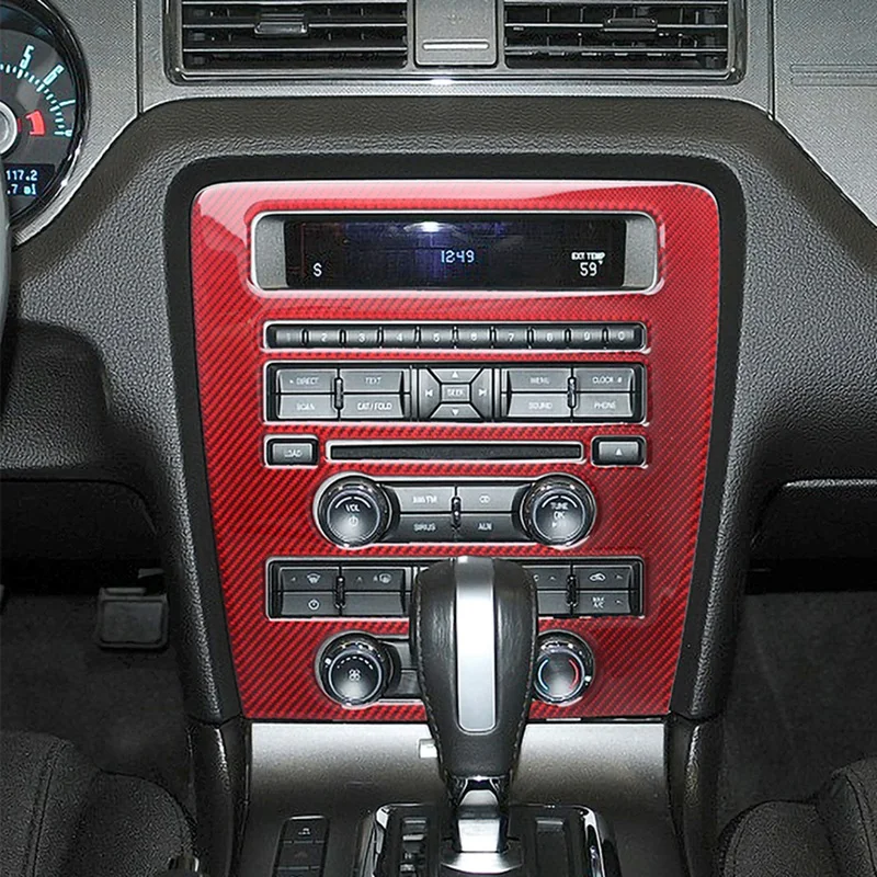 

Carbon Fiber Sticker Navigation Central Control CD Panel Cover Trim Frame Car Accessories for Ford Mustang 2009-2013,Red