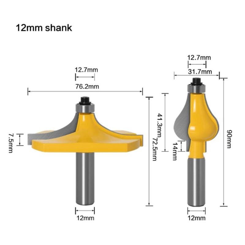 

SHGO HOT-2PC 12mm Shank Beaded 2 Bit Handrail Router Bit Set Line Knife Woodworking Cutter Tenon Cutter for Woodworking Tools