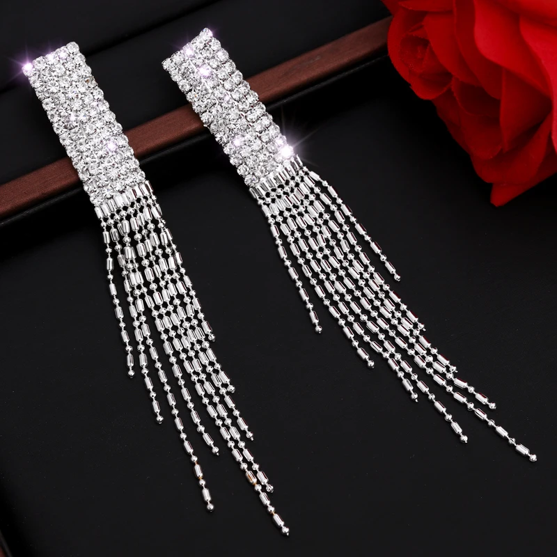 Модные висячие серьги с кисточками ювелирные изделия из кубического камня для
