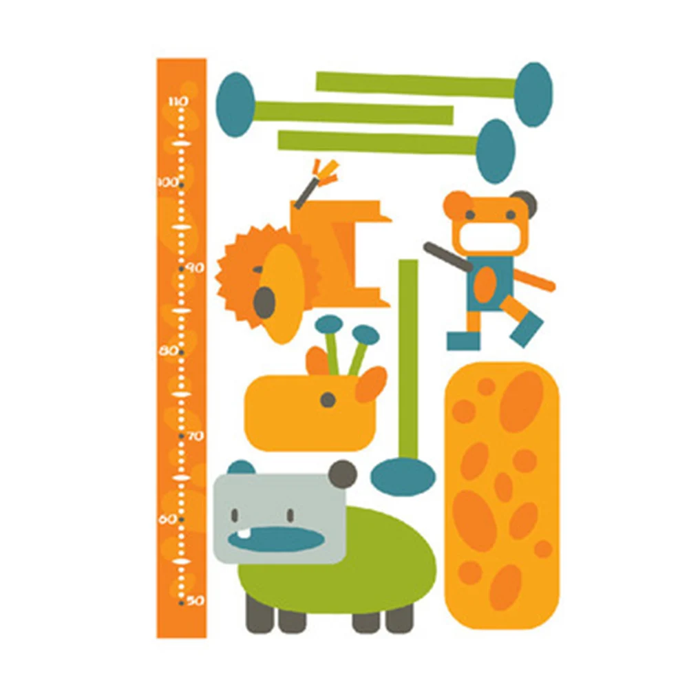 Настенная Наклейка с измерителем высоты Мультяшные животные Лев жираф для