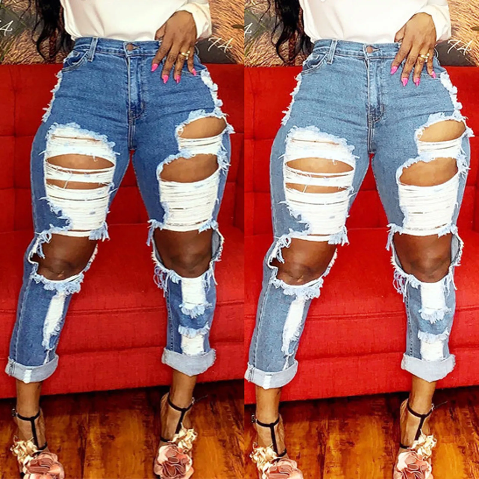 

Womens Ladies Skinny Faded Ripped Casual Slim Fit Cool Denim Cotton Jeans Skinny Faded Ripped Casual Slim Fit Cool Denim Jeans