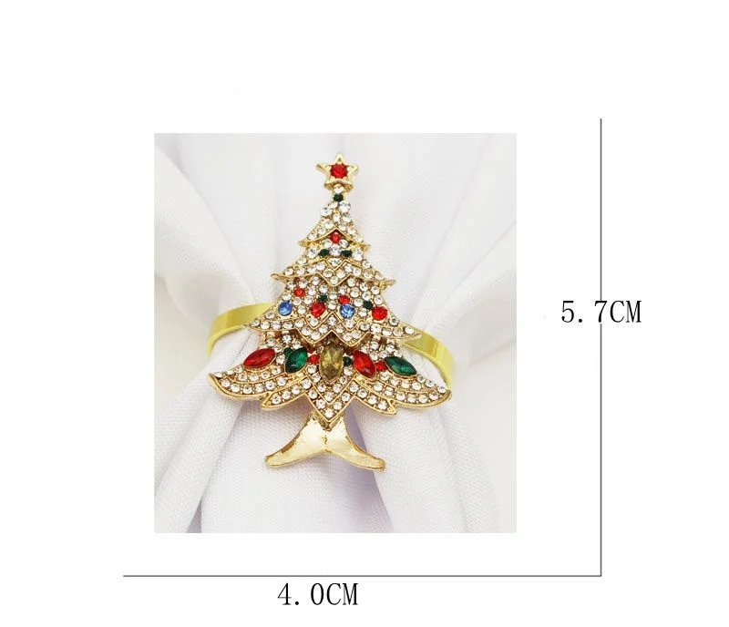 

12pcs New hotel Christmas tree diamond-studded napkin button napkin ring napkin ring cloth ring