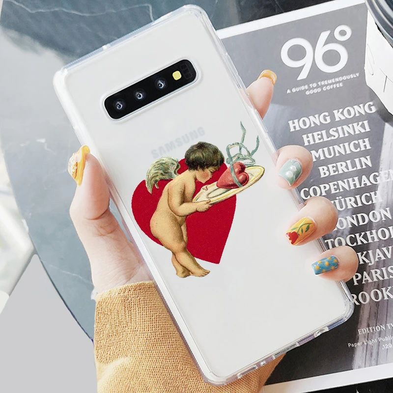 Прозрачный мягкий чехол из ТПУ с ангелами эпохи Возрождения для Samsung S6 S7 Edeg S8 S9 Plus