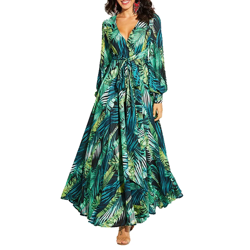 

Vestido Floral Print Boho Maxi Dress Sexy Lady Bohemian Summer Long Dress Women Beach Dresses Female Robes party dresses