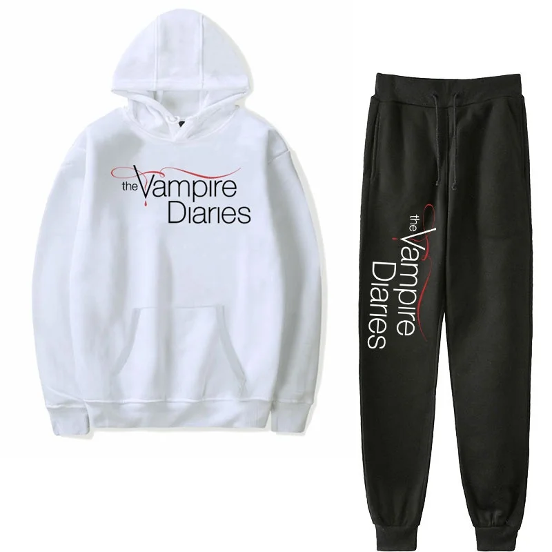 

The Vampire Diaries Letter Hoodies Pants Suit Men Women Autumn Fashion Sweatshirt Casual Cool Coat Loose Hoodies Hip Hop Clothes