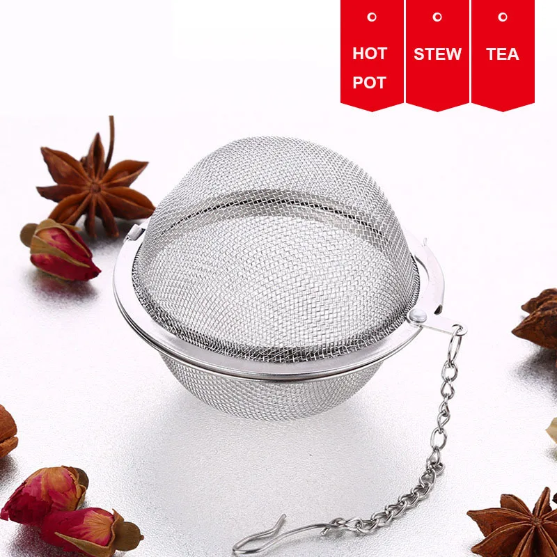 

3 Sizes Stainless Steel Tea Infuser Locking Spice Seasoning Ball Chained Lid Coffee Filter Strainer for Kitchen Accessories Tool