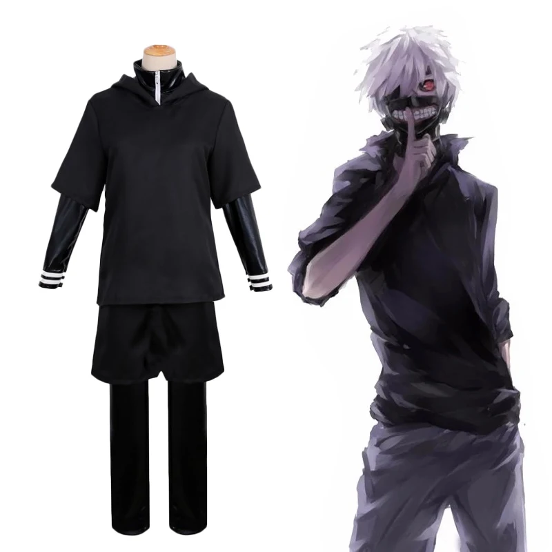 

Anime cosplay Tokyo Ghoul costume Jin Muyan food seed battle suit 4-piece set Halloween costume for kids 2021 new