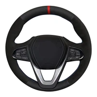 car steering wheel cover non slip diy black genuine leather suede for bmw g20 g21 g30 g31 g32 x3 g01 x4 g02 x5 g05 x7 g07 z4 g29