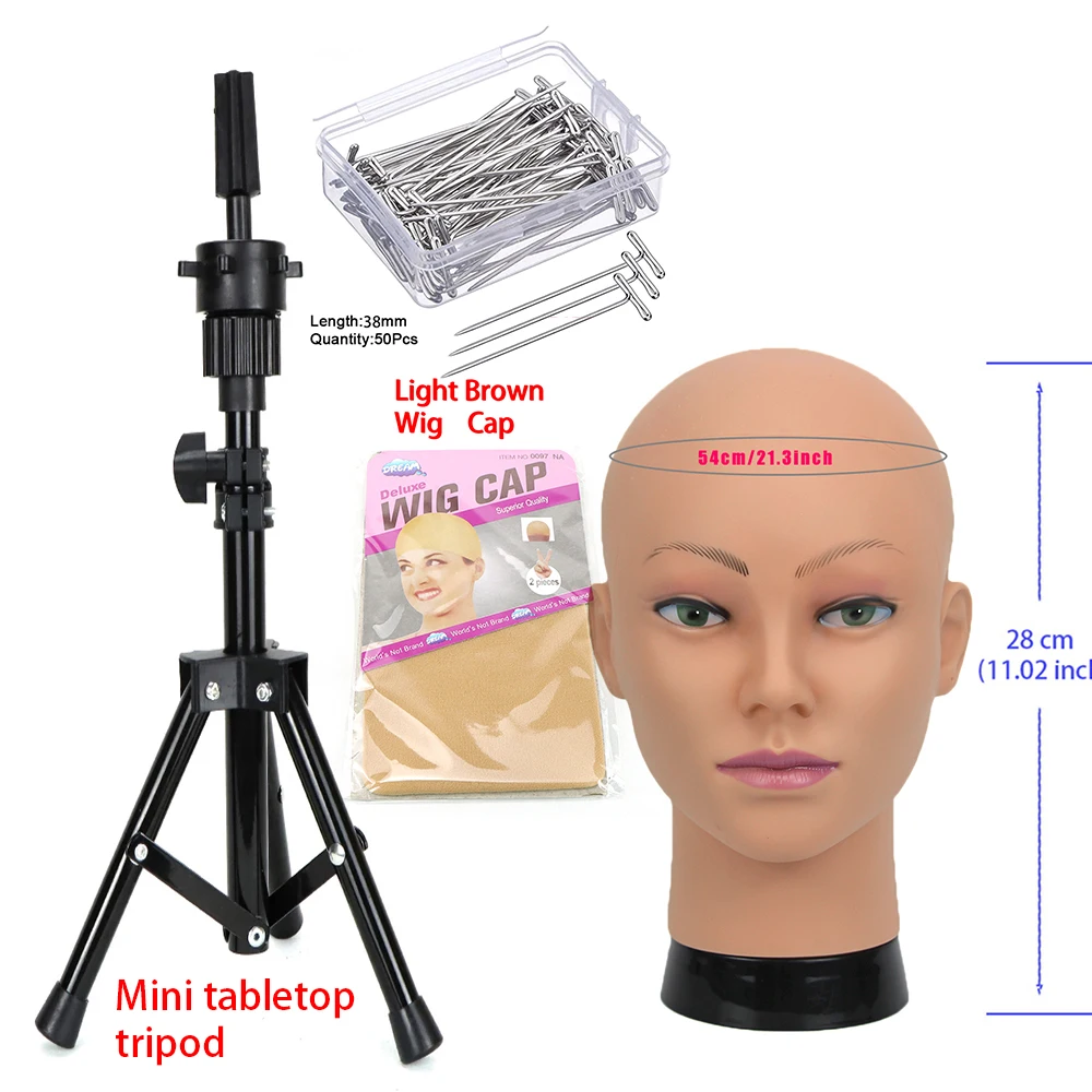 Afro Blad Mannequin Head with Tripod Training for Wig Making Hat Display Cosmetology Manikin Makeup Practice |