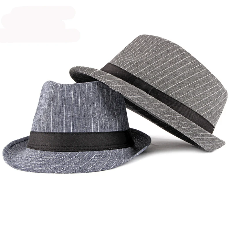HT2902 Fedoras Новая весенне-Осенняя шапка женская и Мужская винтажная полосатая шляпа