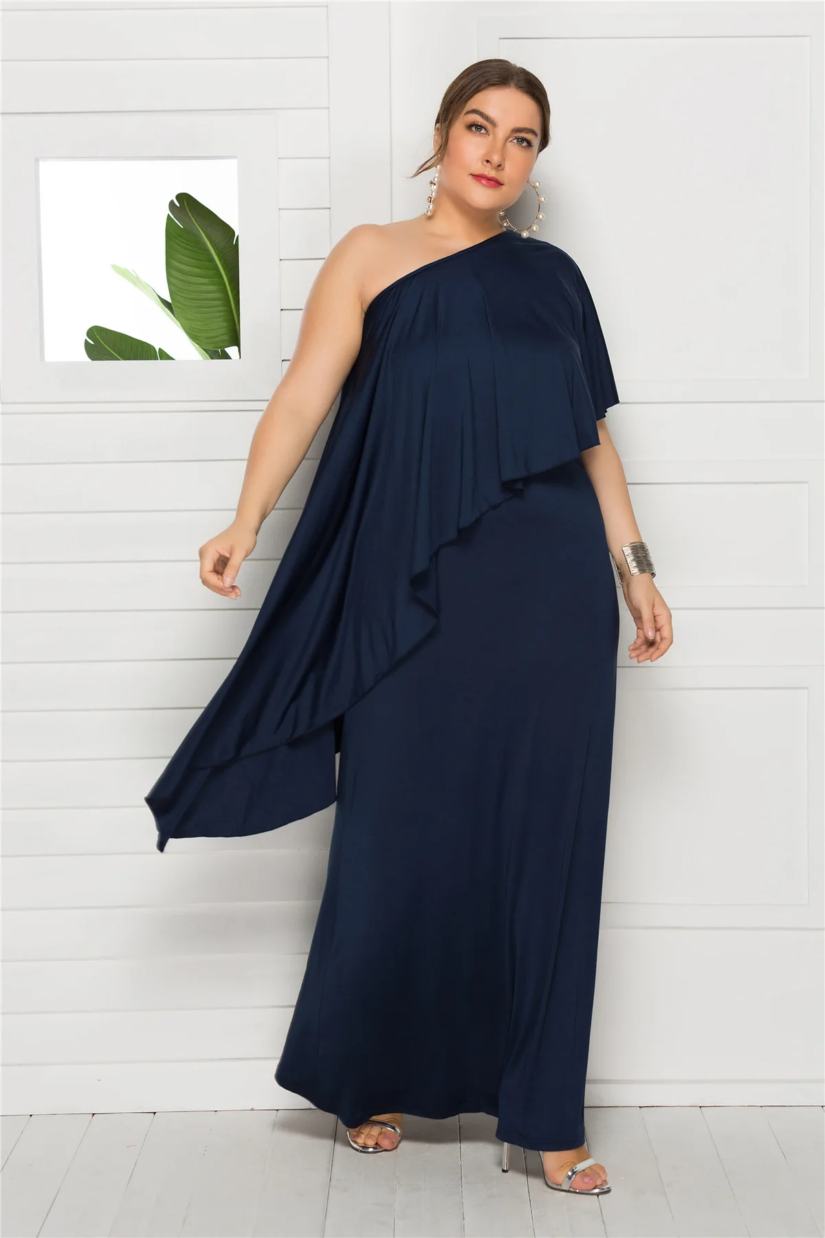 Размера плюс Вечерние платья Длинные элегантные блестящие Русалка с v-образным