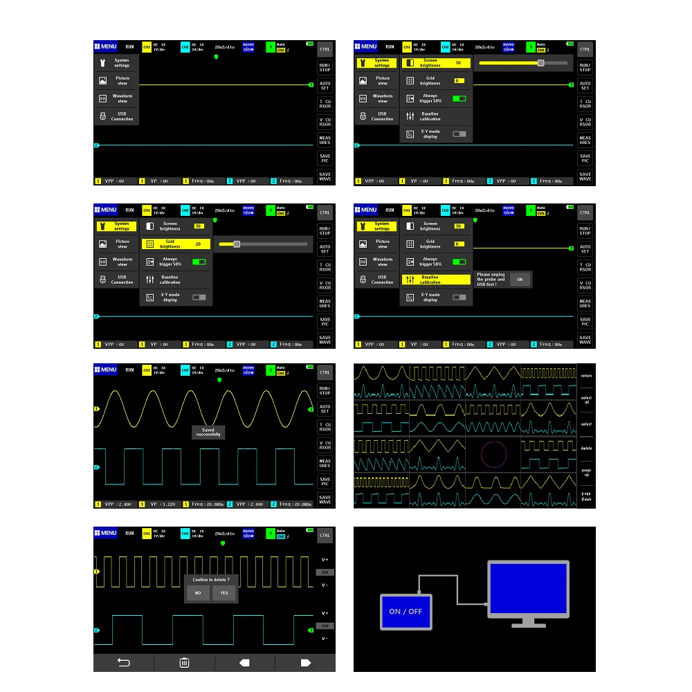 Осциллограф ADS1013D 2 канала 100 МГц полоса пропускания 1 Гвыб/с частота дискретизации