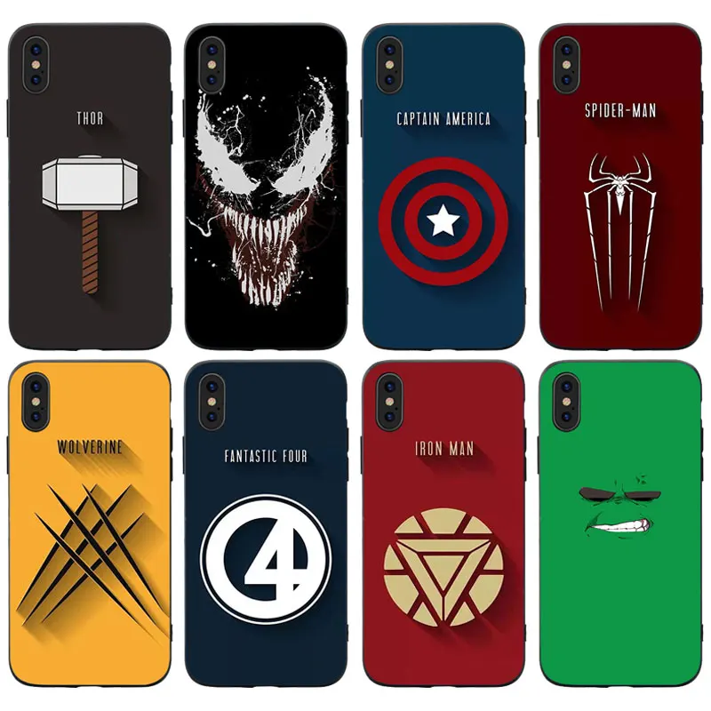 Мягкий силиконовый чехол для телефона MA Hero Venom Spider iron man iPhone 5S SE 6 6S 7 8 Plus X XS XR 11 Pro Max