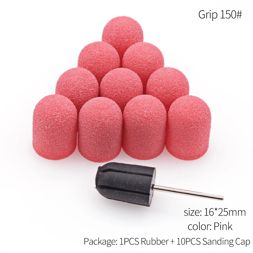 T10P16Pi15 10PCS 150# 13*19 16*25 Nail Drill Sanding Band Cap Mandrel Cutter For Manicure Set Nozzle for Pedicure Sanding Band for Pedicure - Color: T10P16Pi15