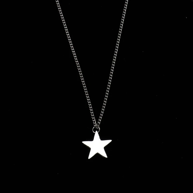 

New Personality Star Square Metal Silver Color Hip Hop Long Chain Cool Simple Necklace For Women Men Jewelry Gifts Choker Collar