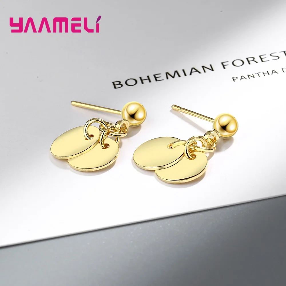 Женский геометрический аксессуар 2 шт. из серебра висячие серьги с рисунком пробы