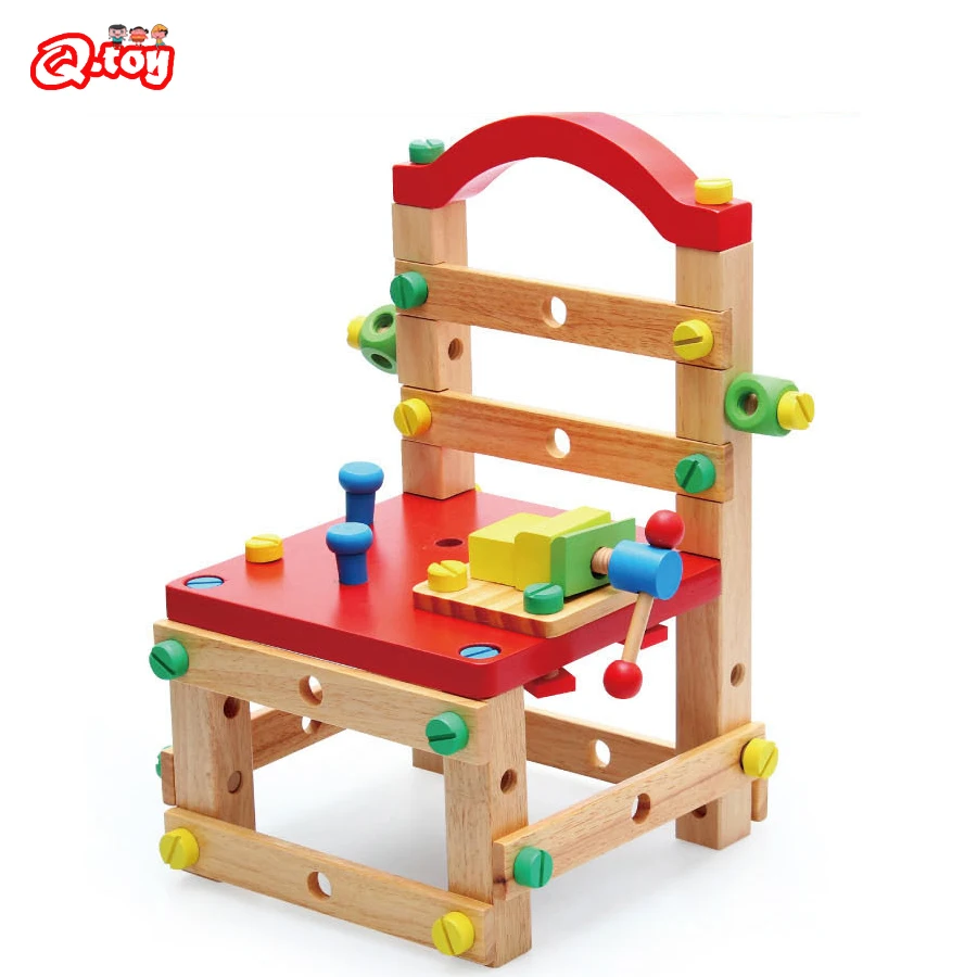 

Wooden Assembling Chair Montessori Toys Baby Educational Wooden Toy Preschool Multifunctional Variety Nut Combination Chair Tool
