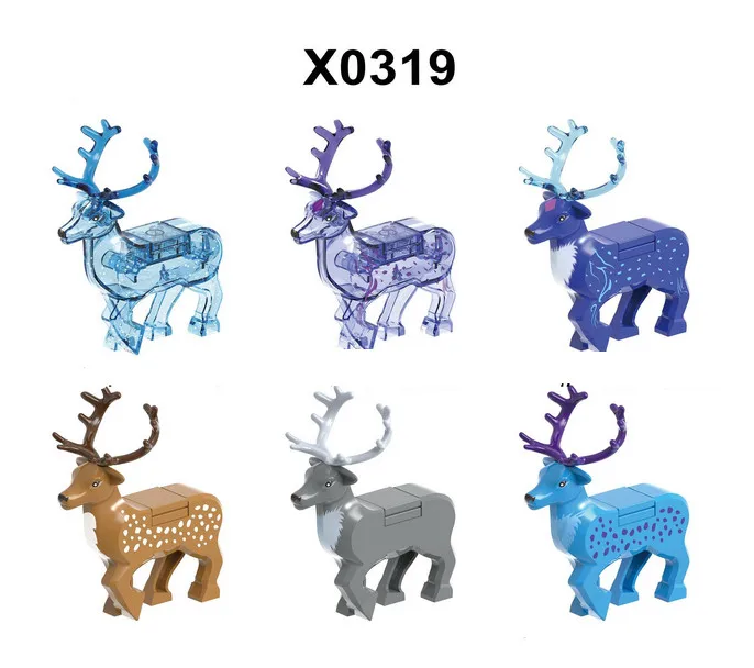 Hot Sky Deer Bricks Knight Troop Sheep Boar Dreamy Crystal Color Colours Animal Building Blocks Girls Gifts Toys For Kids X0319