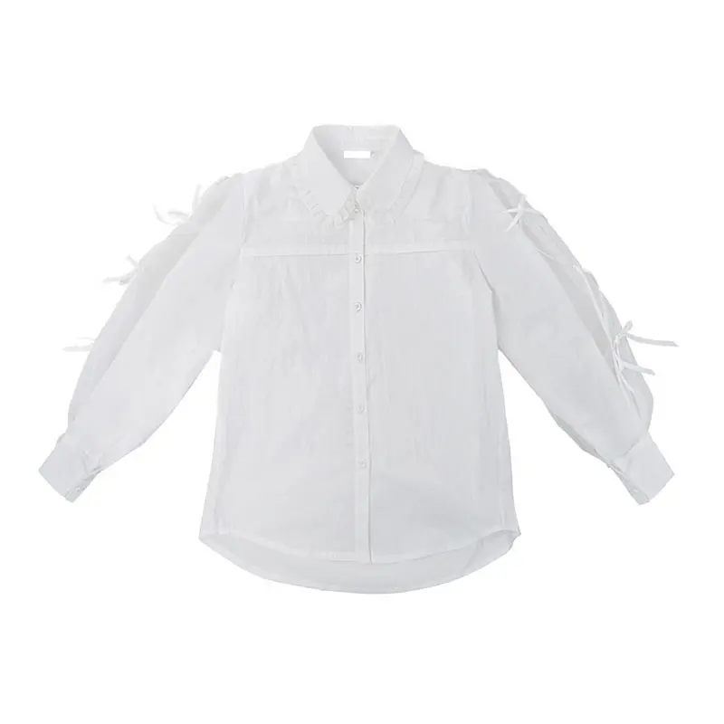 

XITAO White Blouse Fashion New Women Bow Full Sleeve Goddess Fan Casual Style 2021 Spring Autumn Loose Elegant Shirt DZL2728