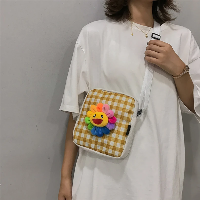 

2021 Small Canvas Cross body Women Messenger Bag Cute Flower Girls Shoulder Bags Casual Handbag Bolsos Mujer 2019 #15
