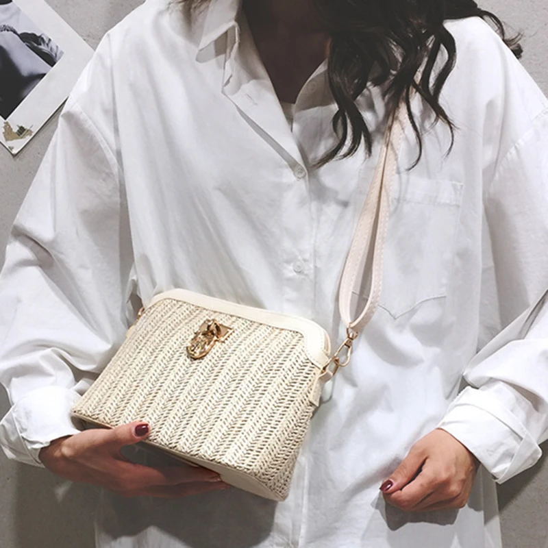 

Travel Bags Women Straw Shell Bag Fashion Summer Beach Straw Woven Bag Ladies Casual All-match One-shoulder Bag