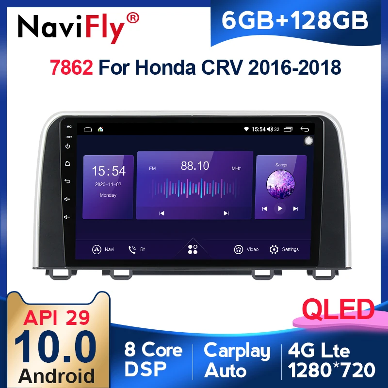 

NaviFly QLED Screen 1280*720 Android 10.0 For Honda CRV CR-V 5 RT RW 2016 -2018 Car Radio Multimedia Video Player Navigation GPS