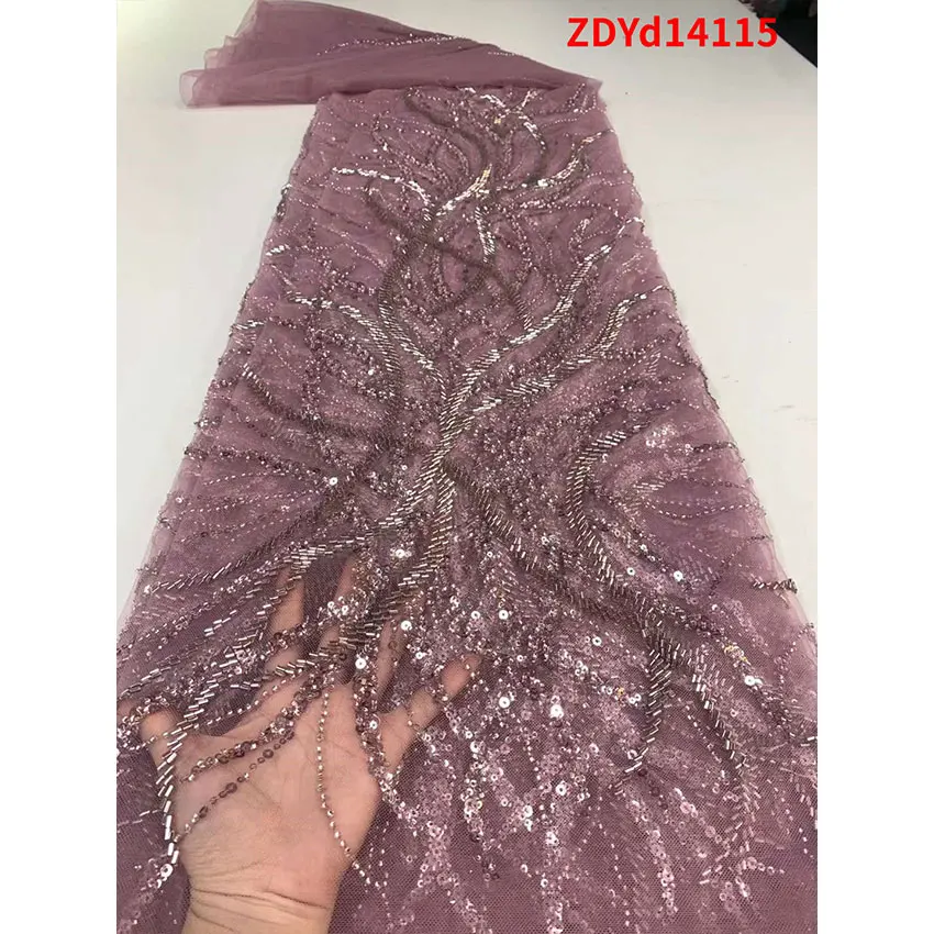 

Quality Ankara African Tulle Net Lace Latest ​French Sequins cloth 5 Yards/Lot ZDYD14115