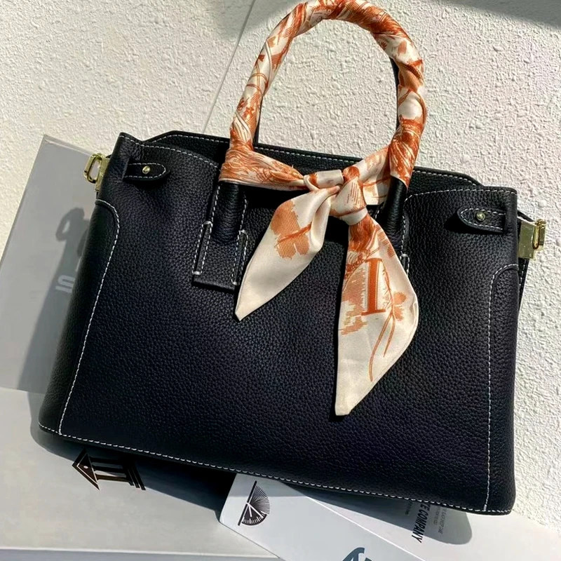 

Leather Handbag Commuter Ladies 30cm High-Capacity First Layer Cowhide Practical All-Match Messenger Business Fashion Casual