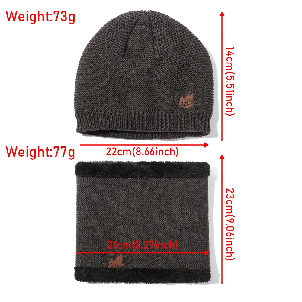 

2PCS/SET Winter Hats for Women Men Thick Warm Beanie Knit Hat Winter Hat Adult Unisex Casual Fashion Hats Scarf Winter Cap Set