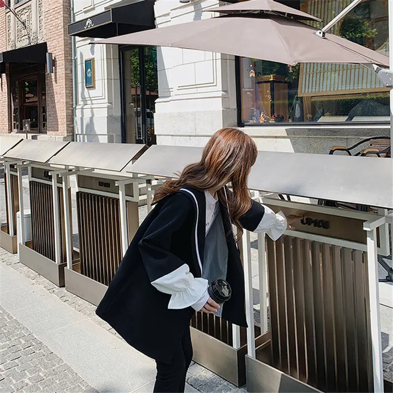 

HziriP Brief Formal Office Lady Casual Sailor Collar 2020 Large Size Elegant Chic Black Women Loose All Match Fashion Blazers