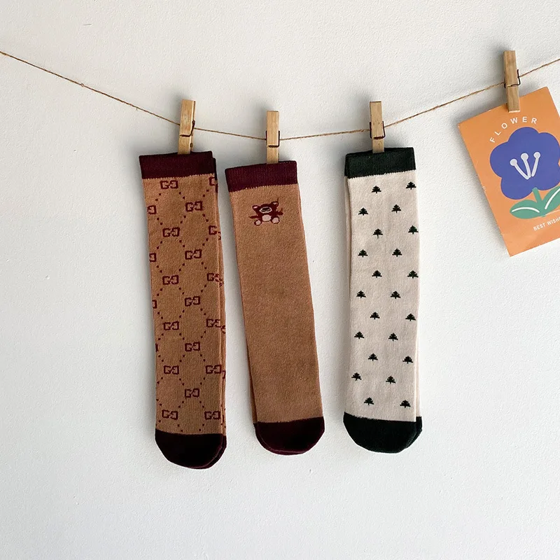 

2021 Spring Summer New Kids Socks Korean Fashion Knee High Baby Boy Girl Infant Toddler Cotton Socks for 1-8 Years Old Children