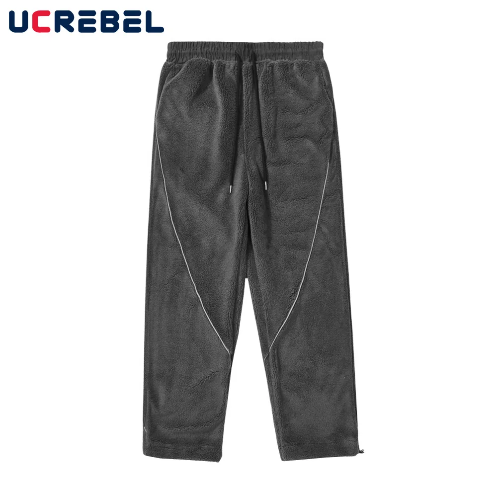 

Reflective Strip Casual Pants Mens Streetwear Sweatpants Elastic Waist Loose Straight-leg Pants Trousers Men