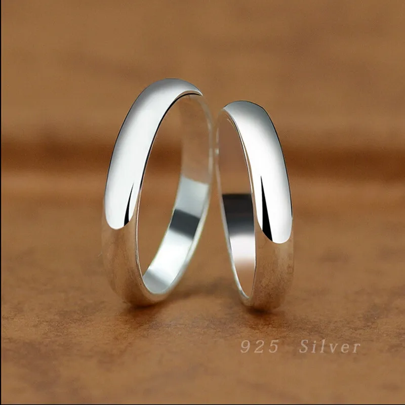 925 Sterling Silver Male Female Couples Ring Finger Light Polishing Simple Elegant Circle Ring for Woman Man Fashion Jewellery