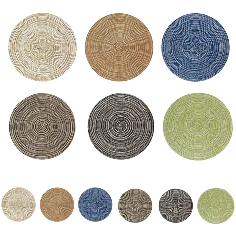 

12 шт Круглые хлопковые салфетки & набор подставок, сотканная вручную теплоизоляция Нескользящие Коврики на стол, для вечерние, Кухня & Обеде...