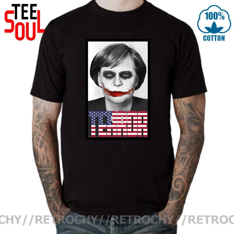 Retrochy 2020 Новейшая летняя Мужская мода с круглым вырезом Angela Merkel Terror Nsa Nato Eu Usa Joker Trump