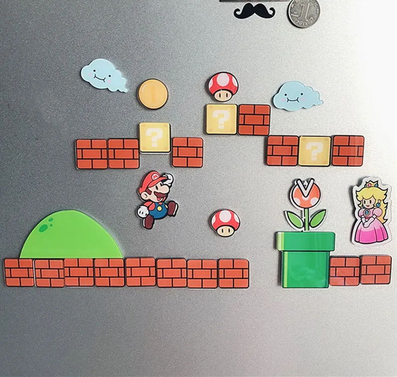 1/12 Pcs Super Mario Fridge Sticker Child Student Birthday Gift Fridge Sticker Message Sticker Sticker Home Decoration