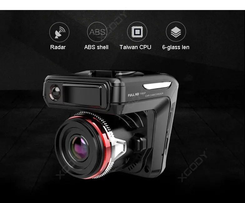 XGODY 2 в 1 HD Автомобильный видеорегистратор радар 2,4 ''HD экран дисплея ABS корпус детектор скорости автомобиль камера для приборной панели видеокамера рекордер