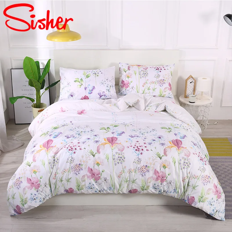 Sisher простые комплекты постельного белья для взрослых с цветочным принтом