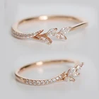 Лист с украшением в виде кристаллов обручальные кольца для женщин, Вечные Свадебные Кольца для женщин розово-золотые ювелирные кольца Подарки
