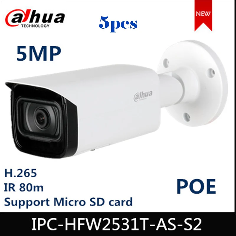 Dahua 5MP IP Camera Lite IR Fixed-focal Bullet Network IPC-HFW2531T-AS-S2 1/2.7&quot CMOS image sensor 80 m Security cam | Безопасность