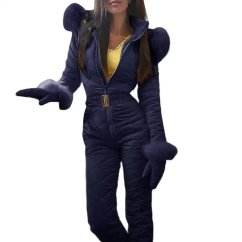 Женский плотный меховой комбинезон с капюшоном Детский воротничком зимний