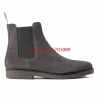 man common chelsea boots genuine leather london pull on elastic side panel suede ankle chelsea boots new shoes