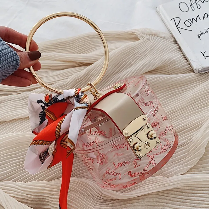 Миниатюрная сумка для женщин модный акриловый клатч с металлическими ручками