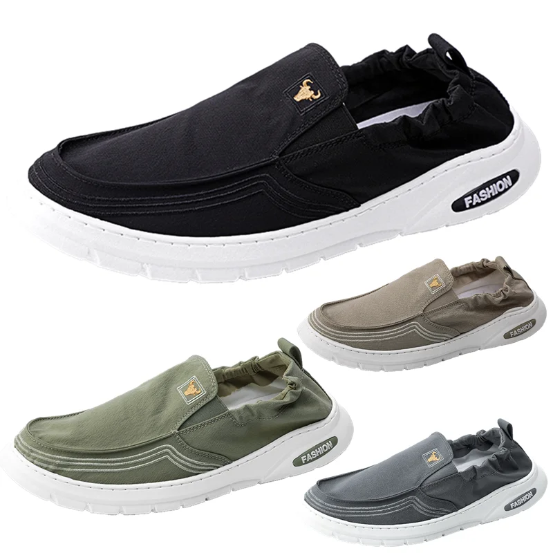

Holfredterse Hot Men's Sneakers Shoes Casual Breathable Canvas Shoes Slip on Wide Fit Comfort Shoes Black/Grey/Khaki/Green 505