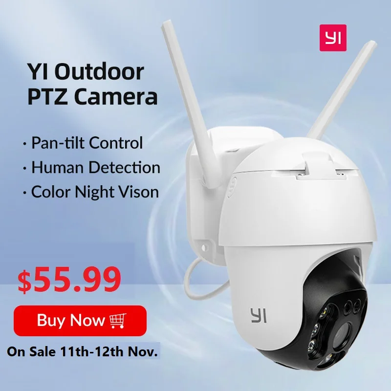 

YI Outdoor PTZ Camera 1080P Waterproof AI-Powered Human Detection Color Night Vision Optical Zoom Cloud&SD Card Storage