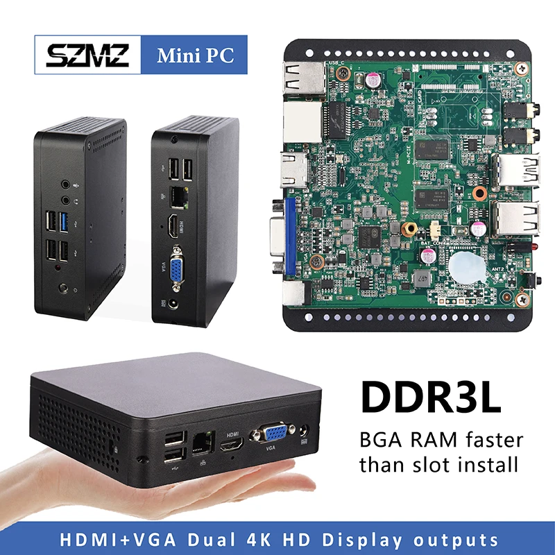 

SZMZ MINI PC Computer X5 Z8350 1.92GHz 4GB RAM 64GB Pc Gamer Windows 10 Linux Support 2.5 HDD VGA HDMI Dual Output WIN10 TV Box