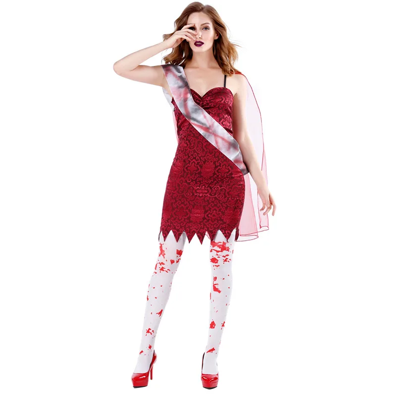 3 шт./компл. красный зомби обряд девушка Косплэй костюмы на Хэллоуин для Для