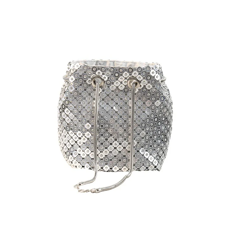 

2021 fashion Korean Joker dinner bag full rhinestone shiny bucket bag female handbag chain diagonal bag lipstick bag evening bag