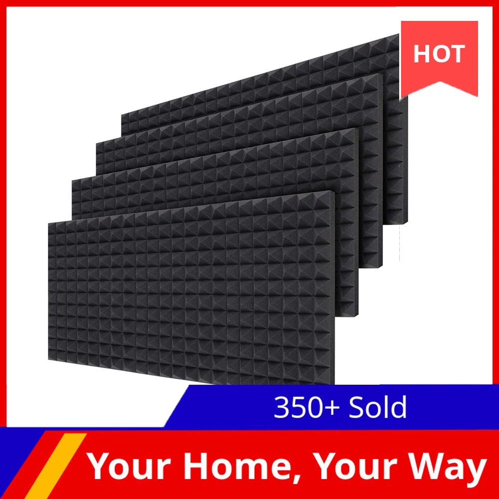 

24 шт. звукоизоляционные пенопластовые панели, звукопоглощающие увлажнения стены пены пирамиды 2 дюймов Акустическая обработка, 40X30X5 см